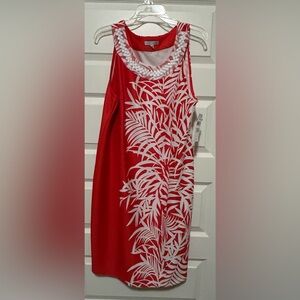 Red and White Sleeveless Dress